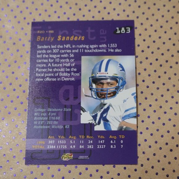 Barry Sanders #183 Football Card - Picture 2 of 2